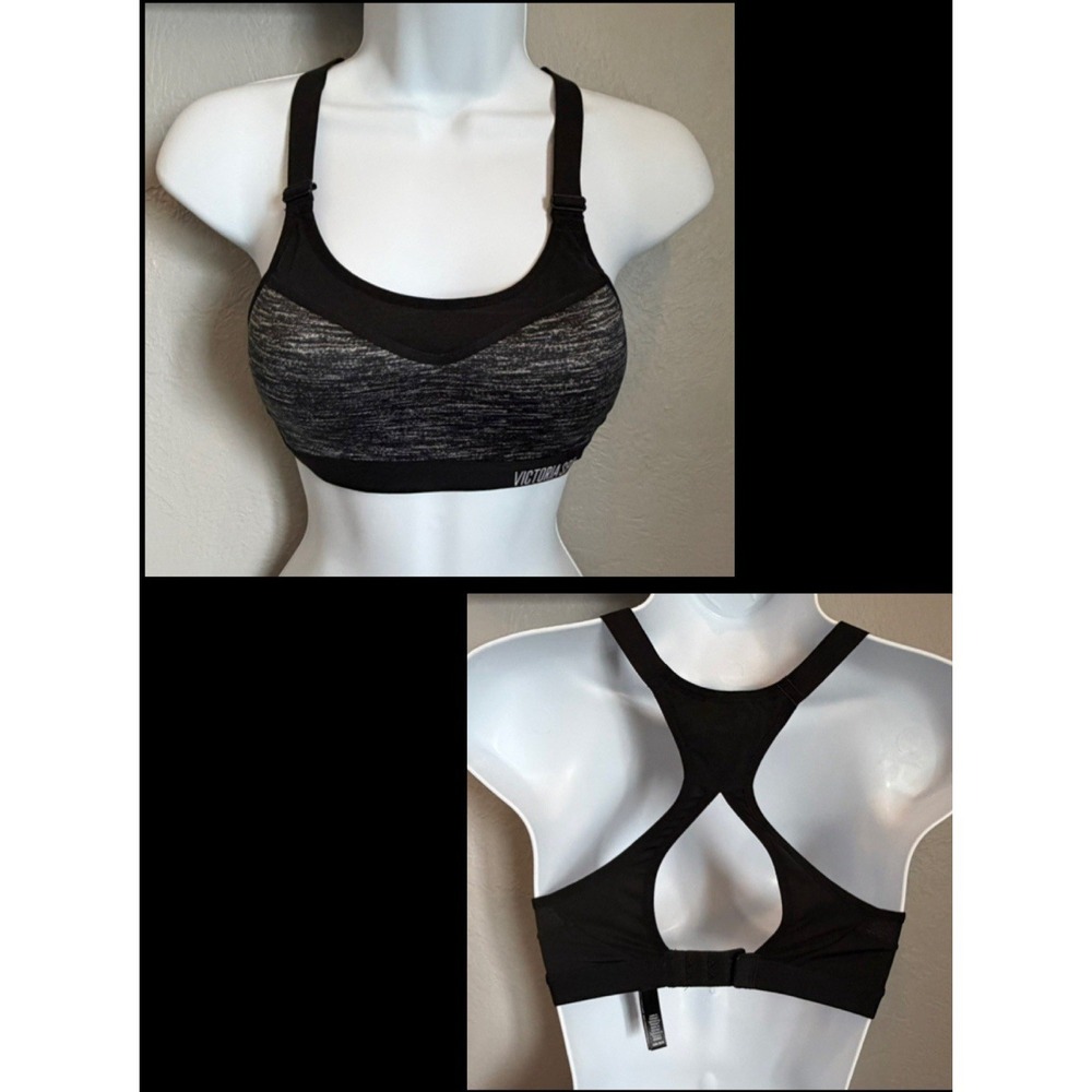 Victoria's Secret Incredible Sports Bra Womens Sz 32B Gray Racer Back Adjustable